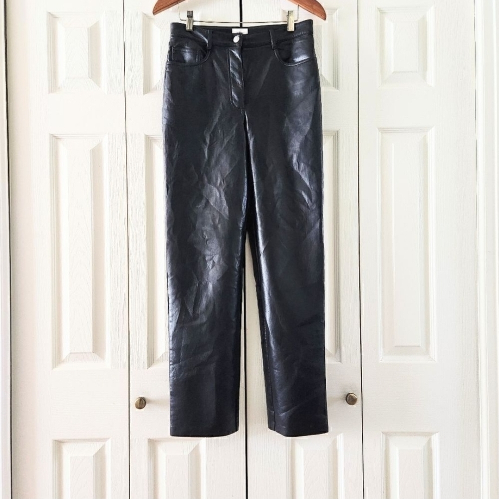 Aritzia Wilfred Melina Black Faux Leather Pleather Pants Women's Size 4